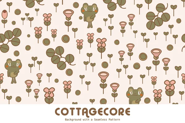 Cottagecore Σκανδιναβική Αισθητική Ταπετσαρία Φόντο Αδιάλειπτη Μοτίβο Παστέλ Έγχρωμη Εικονογράφηση — Διανυσματικό Αρχείο