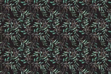 Arka plan Kusursuz Desensiz Doğa Çiçeği, çiçekler, suluboya tarzda yapraklar. 