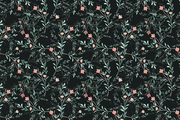 Hintergrund Nahtlose Muster Vintage Nature Floral Blumen Blätter Aquarell Stil — Stockfoto