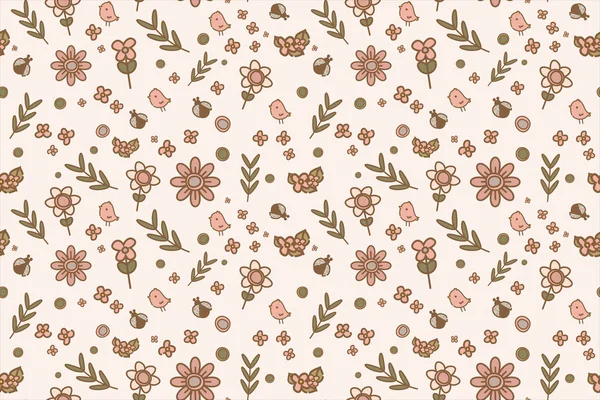 Hintergrund Nahtlose Muster Vintage Nature Floral Blumen Blätter Aquarell Stil — Stockfoto