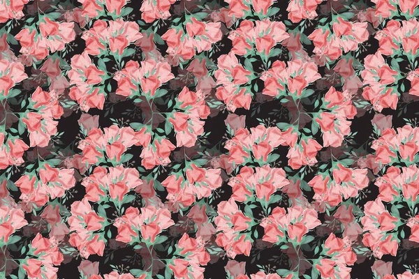 Fundo Padrão Sem Costura Vintage Natureza Floral Flores Folhas Estilo — Fotografia de Stock