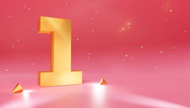 Altın kaplamalı lüks bir arka plan. 1 numara. Minimum spot ışıkları, boş alan, ürün sergisi, güneş kremi, tanıtım indirimi, afiş, sunum, kozmetik. 3 Boyutlu Hazırlama