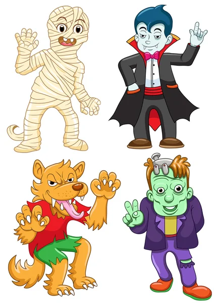 Amuzant set de desene animate de Halloween . — Vector de stoc