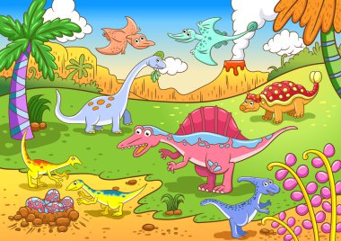 Tarih öncesi sahnedeki sevimli dinozorlar