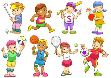 farklı spor oynarken çocuklar gösteren resim