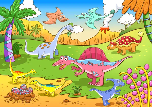 Tarih öncesi sahnedeki sevimli dinozorlar