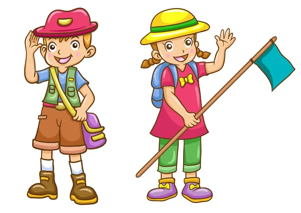 Cartoon boy girl scout — Stock Vector