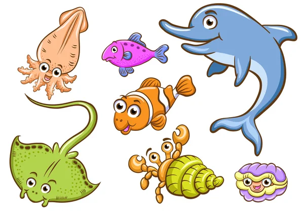Aquatic animals — Stock Vector