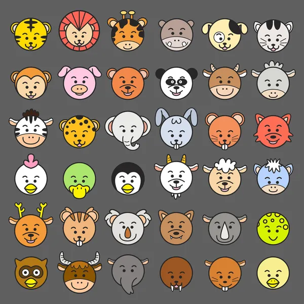 Icon illustration of animal faces. — Stok fotoğraf