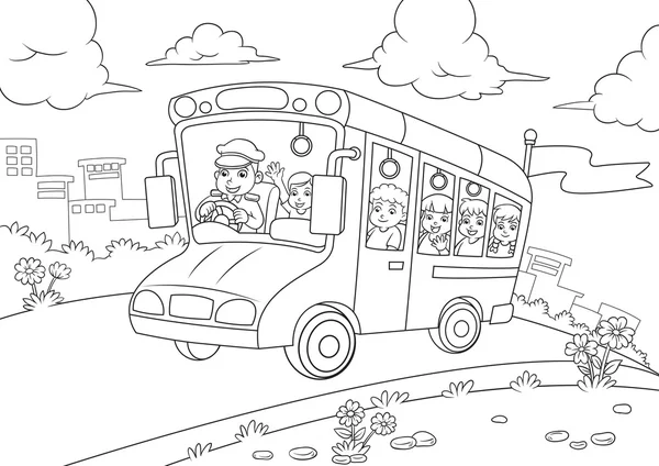 School bus outline for coloring book — Stock Photo, Image