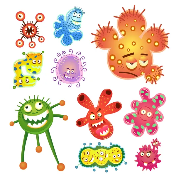 Bacteriën en virussen cartoon — Stockfoto