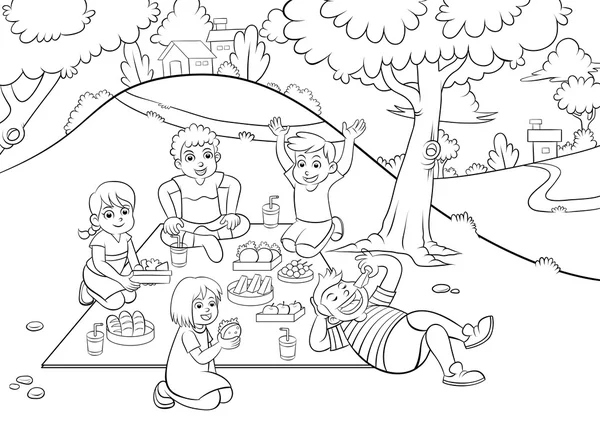 Picnic para colorear . — Foto de Stock