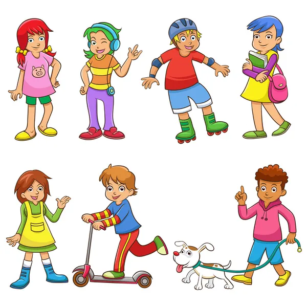 Set di bambini felici cartone animato — Foto Stock
