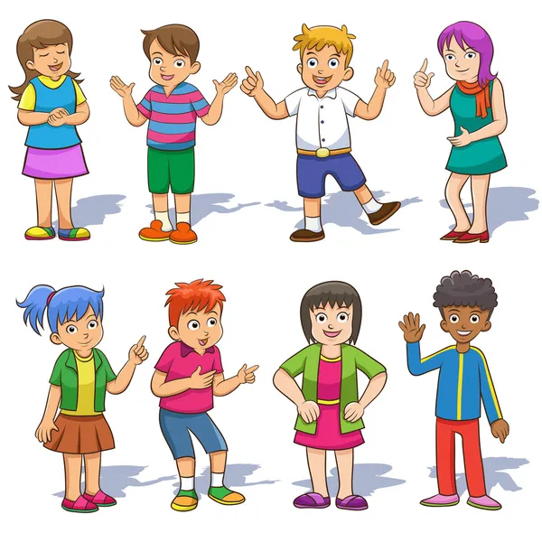 Reihe von niedlichen Cartoon-Kindern. — Stockfoto