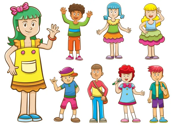 Set of cartoon kids. — Stock Photo, Image