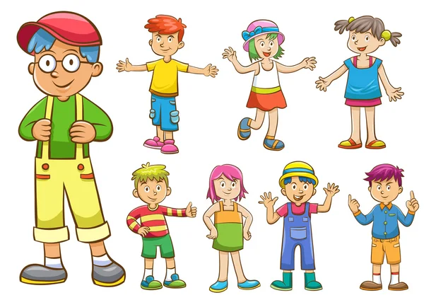 Set of cartoon kids — Stock Photo, Image