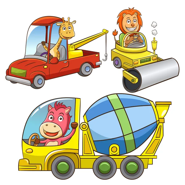 Set von Baufahrzeug Animal Cartoon. — Stockfoto