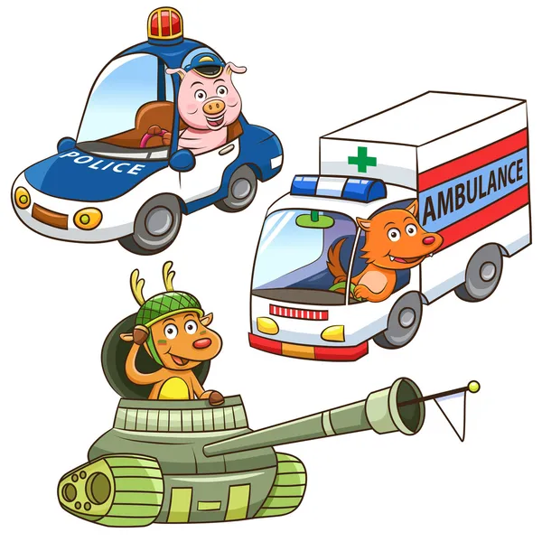 Animal vehicle Occupation cartoon. — Stock Photo, Image