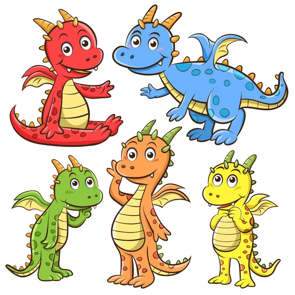 Dragón conjunto de dibujos animados —  Fotos de Stock