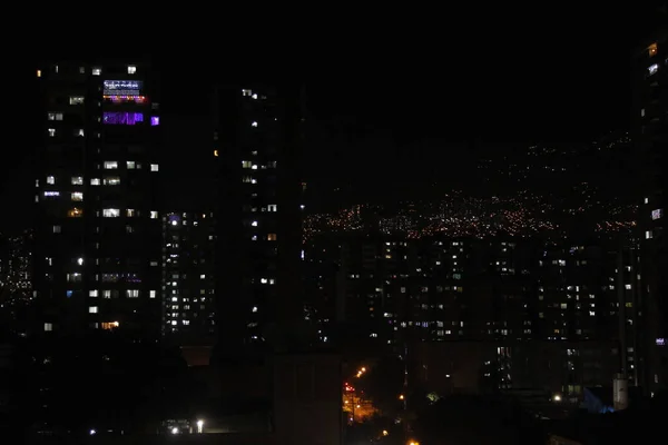 Visión Nocturna Ciudad Medellín Desde Las Alturas —  Fotos de Stock