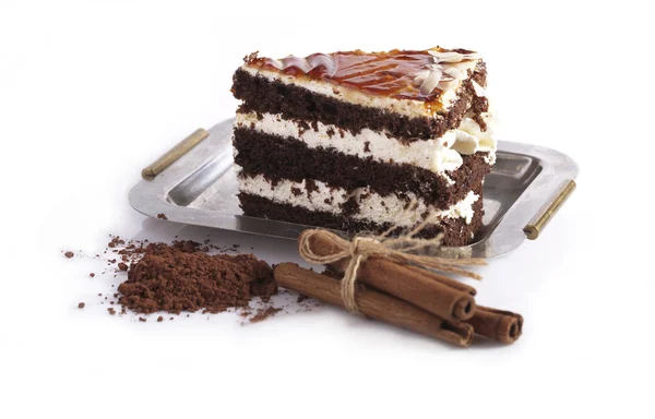 Cake met cacao en de kaneel — Stockfoto