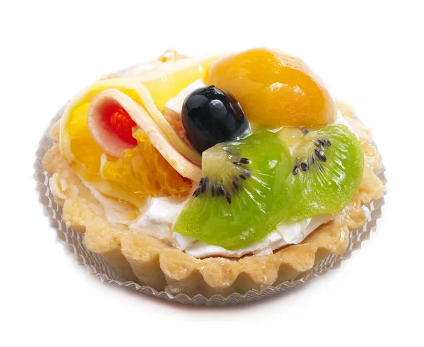 Las tortas dulces con la fruta en blanco . —  Fotos de Stock