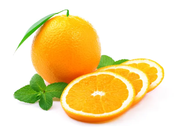 Ripe orange and mint . — Stock Photo, Image