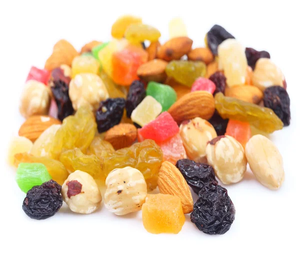 Assorted nuts and candied fruit — Stock Photo, Image