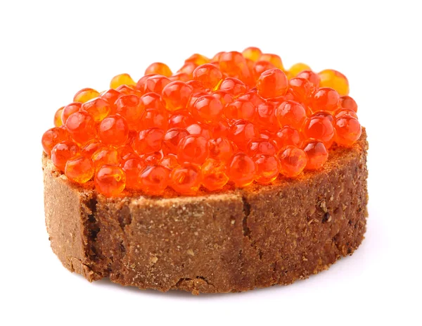 Sandwich with red caviar. — Stock Photo, Image