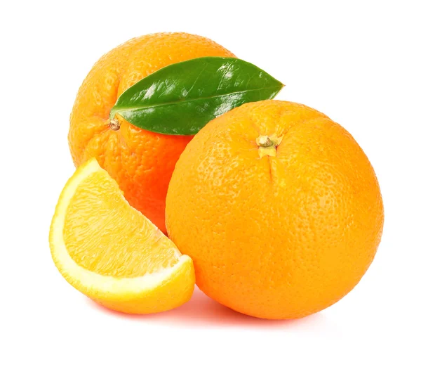 Ripe orange on a white — Stock Photo, Image