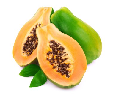 Beyaz üzerinde olgunlaşmış papaya
