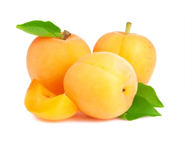 Ripe apricot with leaves — Stock Photo, Image