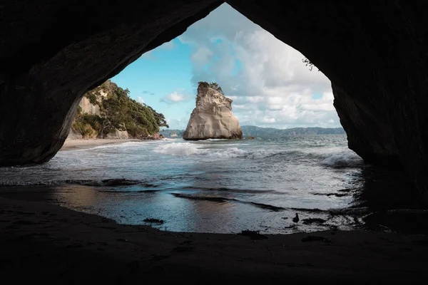Cathedral Cove Vue Intérieur Une Grotte Coromandel Île Nord Nouvelle — Photo