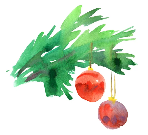 Kerstmis decoratie elementen. Aquarel — Stockfoto