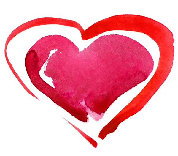 Painted watercolor heart — Stock Photo, Image