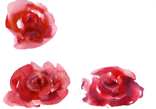 Big red rose. watercolor — Stock Photo, Image