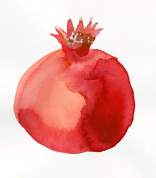 Granatapfel auf weißem Hintergrund. Aquarellmalerei — Stockfoto