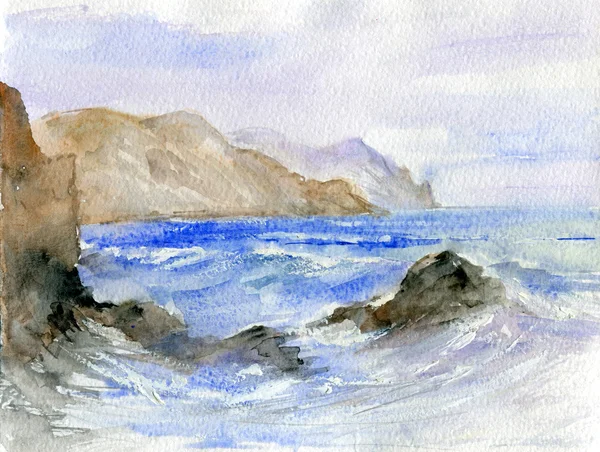 Seascape. Watercolor. — Stock Photo, Image