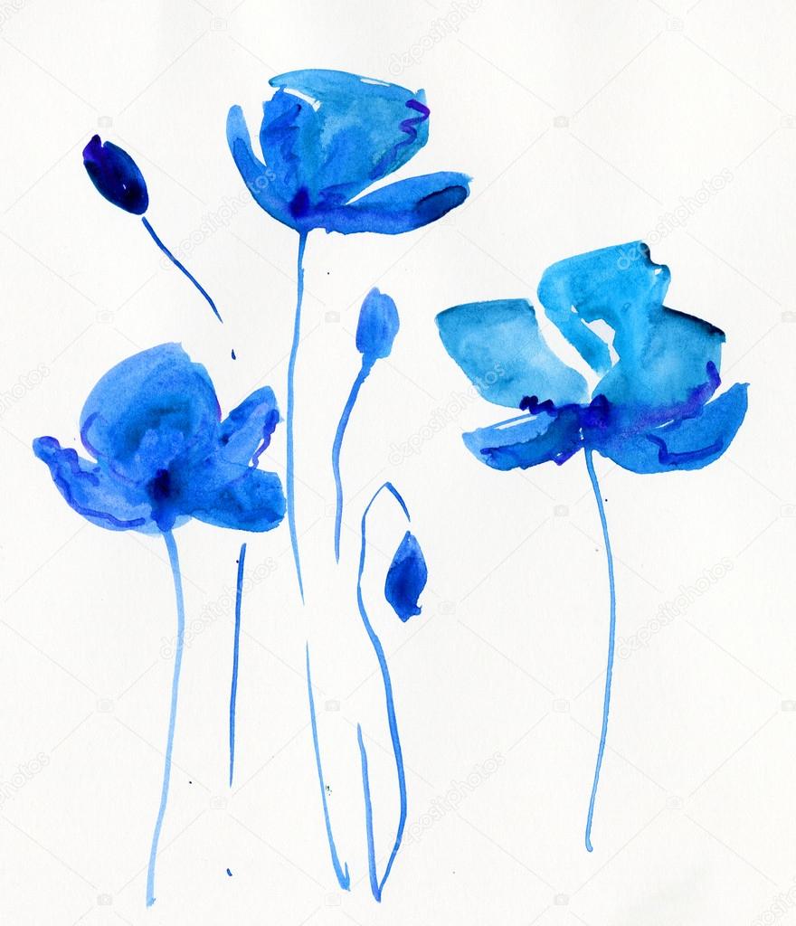 Watercolor Poppy flower