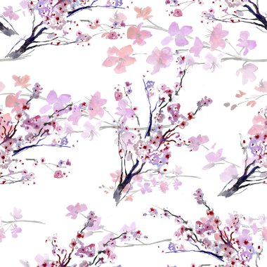 beyaz çiçekler. desen. suluboya