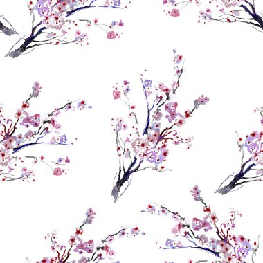 beyaz çiçekler. desen. suluboya