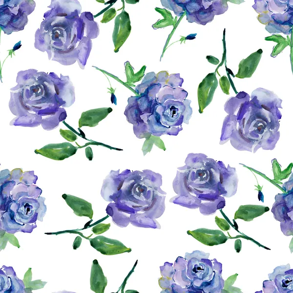 Bezešvé akvarely. abstraktní akvarel vinobraní ručně malované pozadí. vzor modré květy. Akvarel — Stock fotografie