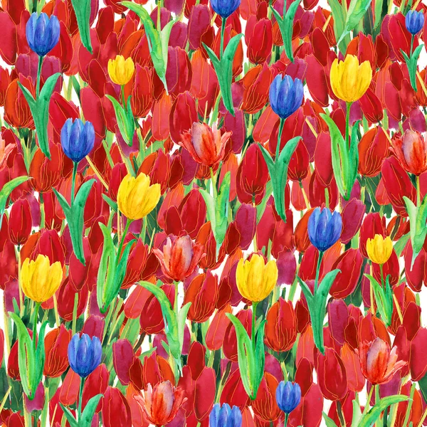 Spring seamless wallpaper with Tulips flowers — Stock Photo, Image