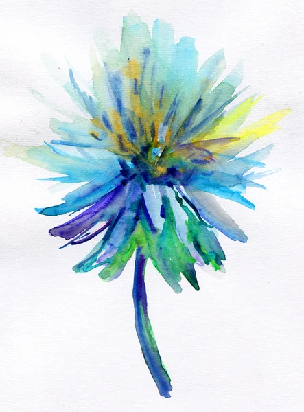 Blu fiore ad acquerello — Foto Stock