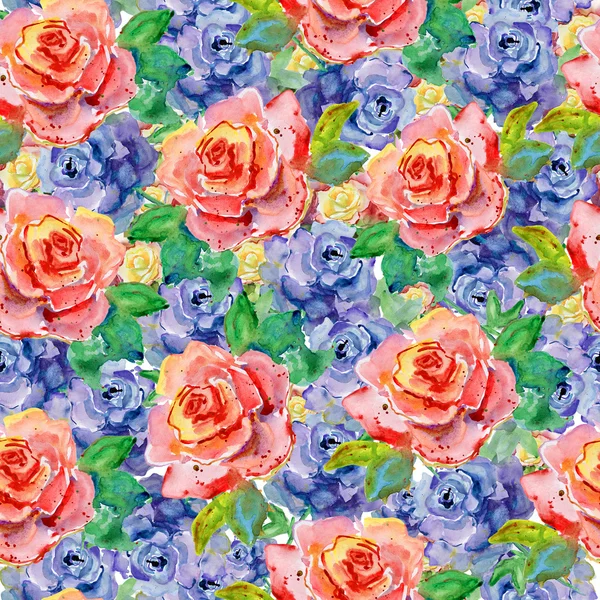 Watercolor seamless leaves pattern