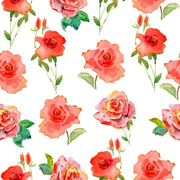 Seamless watercolor paintings with roses. — Stock Photo, Image