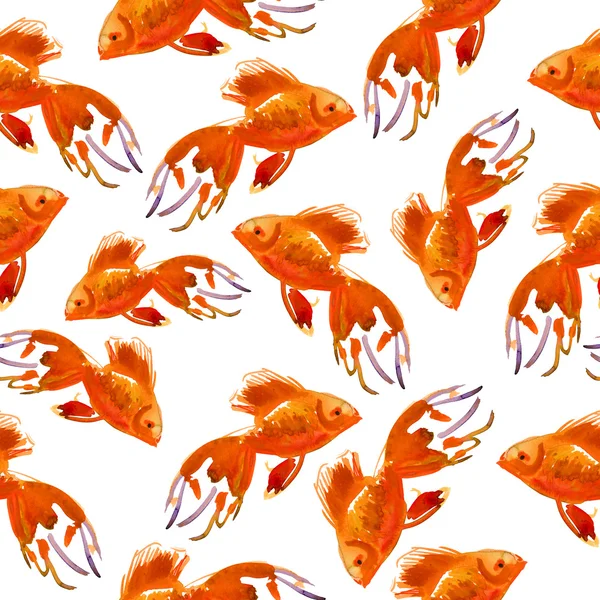 Gouden vis. patroon. Aquarel — Stockfoto