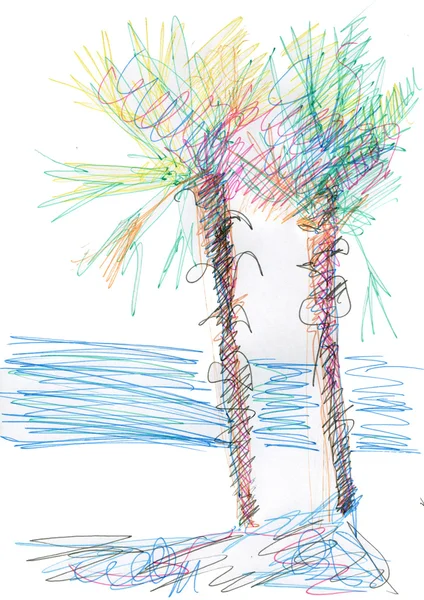 Palmboom. Aquarel. — Stockfoto