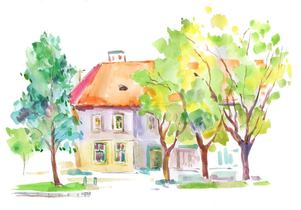 Watercolors house — Stock Photo, Image