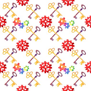 Seamless cogs and key repeat pattern clipart